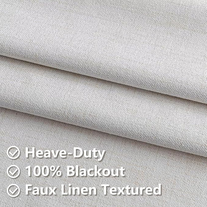 100% Blackout Curtains 108 Inch Length 2 Panels Set, Linen Curtains for Living Room, Black Out Thermal Insulated Grommet Drapes Bedroom Luxury Decor Privacy(52W × 108L inch, Natural)
