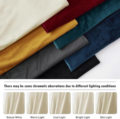RYB Home Beige Velvet Curtains 108 inches Long - Thermal Insulated Noise Reducing Panel Soft Vertical Sense Window Decor for Sliding Glass Door, Width 52 x Length 108 inch, Beige, 2 Panels