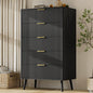 LYNSOM Fluted 5 Drawers Dresser, 45" Tall Modern Chest of Drawers with Curved Profile Design and Metal Handle, Wood Drawer Organizer for Bedroom, Living Room, Hallway, Entryway, Black