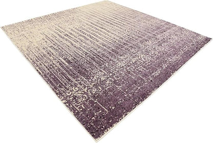 Unique Loom Del Mar Collection Area Rug - Jennifer (7' 10" Square, Purple/ Ivory)