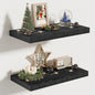 Vivelove 16 Inches Floating Shelves Wall Mounted, 10" Deep Wall Shelves for Bedroom, Bathroom, Living Room, Kitchen, Office, Home Decor, Modern Shelf, Set of 2, Black, 16x10.2x1.5