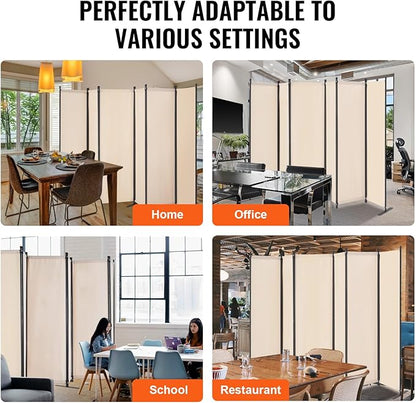 VEVOR Room Divider, 6 Panel Room Divider, Folding Privacy Screen and Portable Partition Divider for Room Separation, Freestanding Room Partitions for Office, Bedroom, Study, Beige