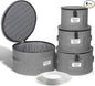 China Storage Containers, 4PCS Hard Shell Dish Storage Containers with Felt Dividers for Charger Plates Dinnerware, Moving Boxes for Dishes, Stackable Plate Storage Cases for 12 Place Setting