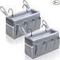 Kanrichu Bedside Caddy Storage Organizer - 2pcs Hanging Bag Holder with Pockets for Bedroom, Loft, Tent, Curtain, Bunk bed Shelf Accessories (Gray)
