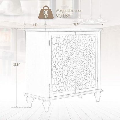 PHI VILLA White Accent Cabinet with Doors, Antique Storage Sideboard and Buffet Cabinets