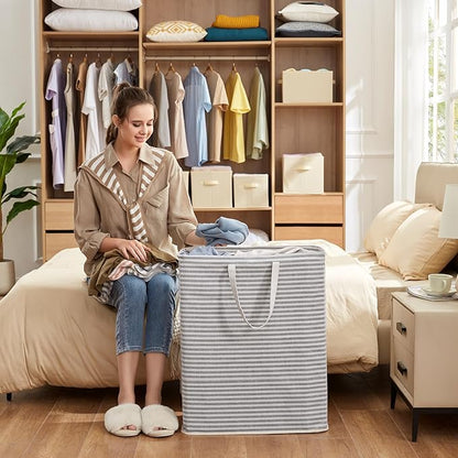 Lifewit 2 Pack Laundry Hamper Large Collapsible Laundry Baskets, Freestanding Waterproof Clothes Hamper with Easy Carry Handles in Laundry Room Bedroom Bathroom College Dorm for Adults, Grey, 2 x 125L