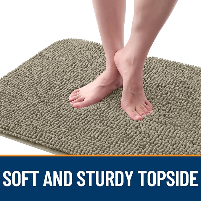 OLANLY Dog Door Mat for Muddy Paws 44x24, Absorbs Moisture and Dirt, Absorbent Non-Slip Washable Doormat, Quick Dry Chenille Mud Mat, Entry Indoor Entryway Carpet for Inside Floor, Warm Taupe