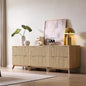 T4TREAM Set of 3 Modern Fluted Sideboard Buffet Cabinet with Drawers Storage, 90" Modular Accent Cabinet for Credenza, Entryway & Hallway, Natural Oak