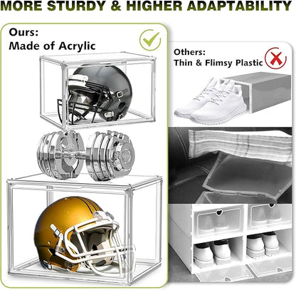 1 Pack Clear Stackable Plastic Shoe Storage Box with Magnetic Acrylic Door Size 12.5 Sneaker Display Case Transparent Closet Organizers and Storage, Easy Assembly