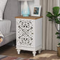 PHI VILLA Small Accent Storage Cabinet with Single Door - Decorative Nightstand for Living Room Bedroom, End Side Table Cabinet White
