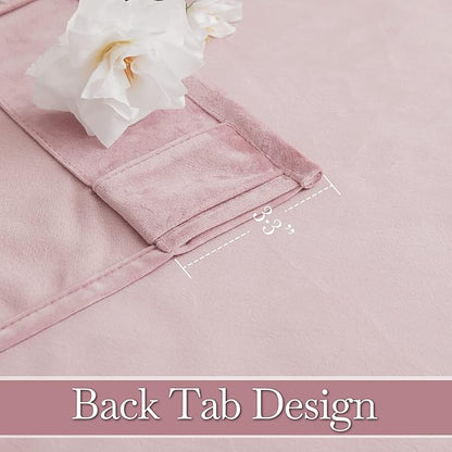 RYB HOME Pink Velvet Curtains 84 inches- Blackout Curtains for Living Room, Thermal Insulated Noise Reducing Panels Soft Luxury Window Decor for Bedroom, Blush Pink, W52 x L84 inches, 2 Panels
