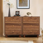 3 Drawer Fluted Dresser for Bedroom Set of 2, Mid Century Modern Chest of Drawers, Wood Storage Small Dresser Organizer for Bedroom Living Room Hallway Closet, Walnut