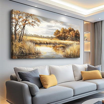 ERQINHUA Canvas Wall Art For Living Room Bedroom Wall Decor For Office Farmhouse Mural Lake Surface Landscape Painting Artwork Pictures Dining Room Hallway Home Decoration Ready To Hang 20x40 In