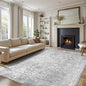 vivorug 6x9 Neutral Area Rugs, Stain Resistant Washable Rug for Living Room, Vintage-Inspired (Ivory/Silver, 6'x9')