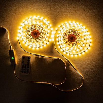WOBANE LED Strip Lights 32.8ft Warm White, Dimmable Light Strip Kit with Remote and ETL Listed Power Supply, 600 LEDs Supper Bright Tape Lights for Room, Kitchen, Bed, Under Cabinet, Wardrobe, 3000K