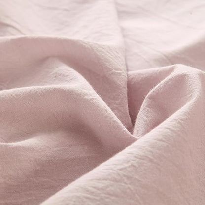MooMee Fitted Bottom Sheet Only 100% Washed Cotton Linen Like Textured Breathable Durable Soft Comfy Deep Pocket Fits Mattress up to 17" (Greyish Pink, Queen)