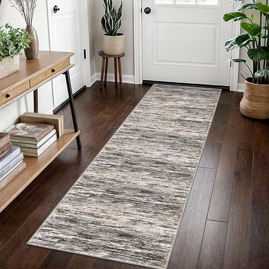 2x7 Modern Abstract Runner Rug for Hallways, Brown Green Black White Super Soft Hallway Decor Kitchen Rugs with Non-Slip, Non-Shedding Washable Rug for Hallways Entryway Bedroom Indoor