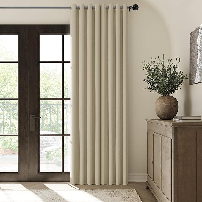 ChrisDowa 100% Blackout Tan Solid Curtains 84 Inches Long 2 Panels for Bedroom Living Room,Farmhouse Room Darkening Thermal Insulated Soundproof Grommet Top Window Treatment Drapes,52x84