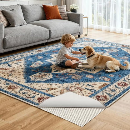 Songrey Non-Slip Rug Pad 2x4 FT, Extra Thick Carpet Pads for Hard Surfaces, Prevents Sliding and Secures Rugs, Provides Floor Protection with Comfort Cushioning