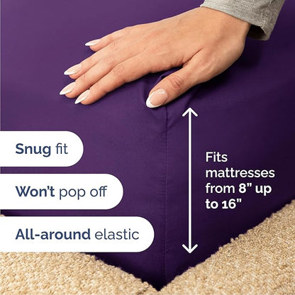 Cal King 6 Piece Sheet Set - Cooling, Comfy & Breathable - Hotel Luxury Bedding, Includes Fitted Sheet for Women, Men, Kids & Teens - 1 Flat, 1 Fitted Sheet, 4 Pillowcases with Deep Pockets - Purple