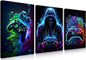 BGFCE Cool Gaming Canvas Wall Art Set of 3, Retro Video Game Watercolor Poster Pictures, Neon Gamepad Gamepad Painting Prints Game Room Bedroom Wall Decor 12x16 in Framed