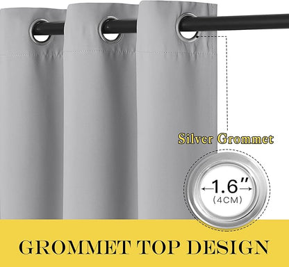 NICETOWN Blackout Silver Grey Curtain Vertical Blinds, Grommet Room Darkening Curtain Thermal Drape Extra Long Sound Dampening for Living Room/Bedroom (W66 x L102, 1 Panel)