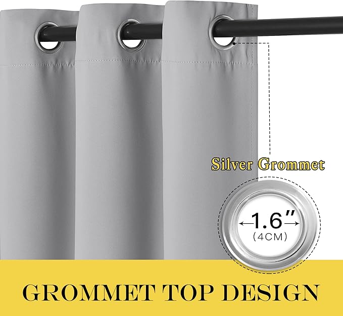 NICETOWN Room Divider Curtain 132 Inches Long, Wide Blackout Sliding Door Curtain for Bedroom, Room Darkening Privacy Window Curtain for Patio Door (1 Panel Set, Silver Grey, 80 x 132 Inch)