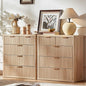 LEYAOYAO Fluted 5 Drawers Dresser for Bedroom Set of 2, 34" Tall Modern Chest of Drawers with Metal Handle, Curved Profile Design,Natural Wood Drawer Organizer for Bedroom, Living Room, Hallway