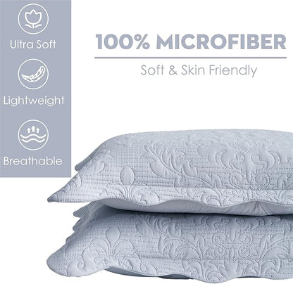 CHIXIN Microfiber Standard Pillow Shams Set of 2 - Decorative Pillow Covers - Light Grey - Size (20" x 26")