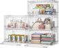 BROVIEW 400Qt Stackable Storage Bins with Lids Wheels, XL Clear Plastic Drawers Foldable Closet Organizers and Storage Cabinet Display Box Shelves with Front & Back Doors, for Home Office Garage,5Pack