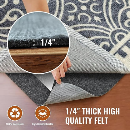 Felt Rug Pad, 9 x 12 Ft Rubber Non-Slip Rug Pad Gripper, Keep Rugs Secure and in Place, Extra Strong Under Carpet Mat Cushion - for All Floors