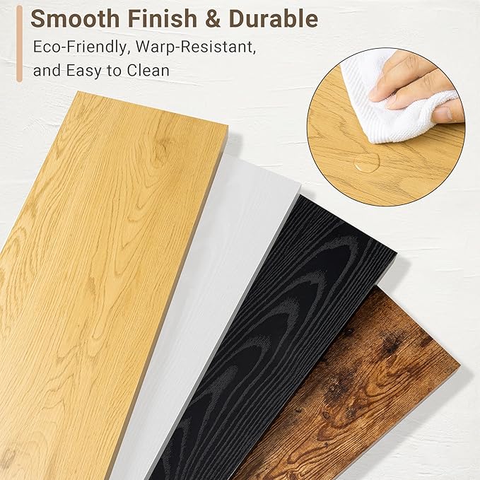 Vivelove 10" Deep Floating Shelves with Invisible Brackets, 36" Wall Shelves for Bathroom Bedroom Kitchen Living Room Laundry Room, Modern Rustic Shelves for Home Decor, 36"x10.2"x1.5", Set of 2, Oak