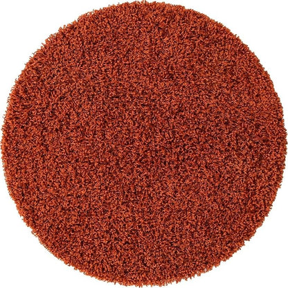 Unique Loom Solid Shag Collection Area Rug (3' 3" Round, Terracotta)