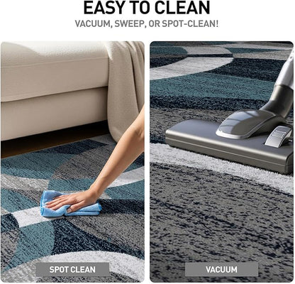 Rugshop Blue Modern Geometric Indoor Area Rug, Overlapping Circle Pattern, Fade Resistant, Non-Shedding, for Living Room, Bedroom and Home Office, 5'3" x 7'3"