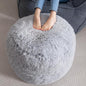 HIGOGOGO Round Stuffed Pouf Ottoman, Long Faux Fur Poufs with Foam Chunk Filling, Fluffy and Furry Pouf Foot Stool Storage Ottoman, 26 X 18 Floor Poufs Foot Rest for Living Room, Light Grey