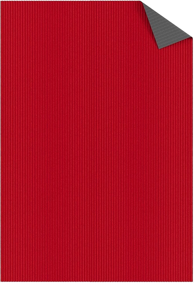 Ottomanson 6'6" x 18' Hallway Runner with Scraper Pile Extra Durable Non-Slip Rug Mat for Indoor & Outdoor Use - Ideal for Kitchen, Entryway, Patio & Garage - High-Traffic Carpet, Red