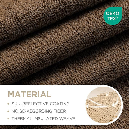 Joydeco Blackout Curtains for Bedroom - 108 Inch Long 100% Light Blocking 2 Panels Cappuccino Drapes, Thermal Insulated Room Darkening Curtains, Linen Textured for Living Room, Rod Pocket & Back Tabs