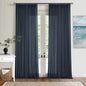 Navy Blue Pleated Linen Curtains 96 Inches Long for Living Room 2 Panel Set Semi Sheer Light Filtering Pinch Pleat with Rings Hooks Drapes Boho Farmhouse Dark Blue Indigo Curtain Bedroom Window
