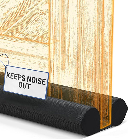 Everlasting Comfort 2 Sided Under Door Draft Stopper for Bottom of Doors - Quick Install, Keeps Heat In & Cold Air Out - Sound Proofing Foam Strip Gap Filler, Noise Blocker for Interior -Fits 30"-36"W