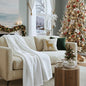 Cloud Scape Linen 100% Cotton Throw Blanket 50x70 White, Luxury All-Season Warmth, Ultra Soft, Oversized Herringbone Gauze Blanket for Winter, Bed, Couch & Sofa Decor, Best Gift Idea