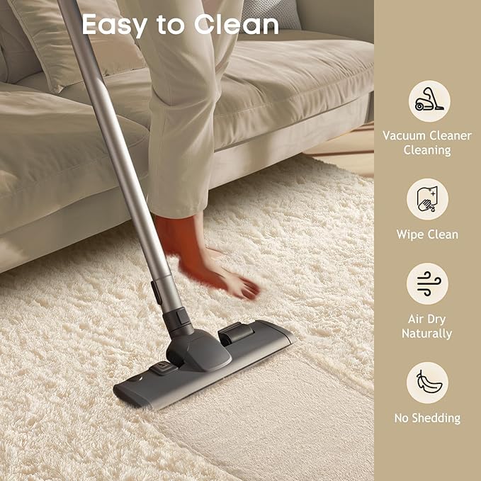 Ophanie 5x7 Area Rugs for Living Room Ivory, Fluffy Shag Large Fuzzy Plush Soft Rug, Shaggy Floor Big Carpets for Bedroom Nursery, Kids Home Decor Aesthetic