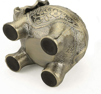 K COOL Metal Backflow Incense Holder Elephant Cone Coil Incense Burner Ash Catcher with Lid, Aromatherapy Ornament Home Office Decoration for Indoor Outdoor (Bronze)