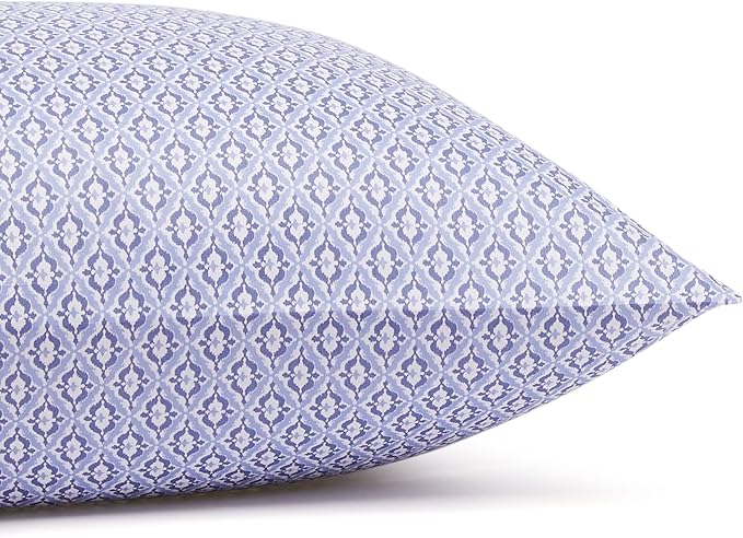 Amazon Basics Lightweight Super Soft Easy Care Wrinkle Free Microfiber 3 Piece Bed Sheet Set with 14-Inch Deep Pockets, Twin, Blue Damask, Printed, Kids, Men & Women Bedding (Pack of 4)