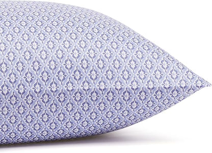 Amazon Basics Lightweight Super Soft Easy Care Wrinkle Free Microfiber 3 Piece Bed Sheet Set with 14-Inch Deep Pockets, Twin, Blue Damask, Printed, Kids, Men & Women Bedding