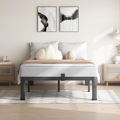7 Inch Twin Size Bed Frame, 3500Lbs Heavy Duty Metal Platform with Round Corner Legs Mattress Slide Stopper, Steel Slat Support No Box Spring Needed, Noise Free, Non-Slip, Easy Assembly
