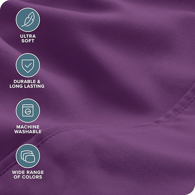 Bare Home Hotel Luxury Queen Sheet Set, Extra Soft - 6 Piece Set - Deep Pockets - Easy Fit - Cooling & Breathable - Wrinkle, Fade, Stain Resistant - Includes 4 Pillowcases (Queen, Plum)