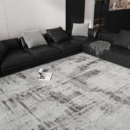 Machine Washable Area Rugs 8x10, Large Modern Abstract Rugs for Living Room Grey Indoor Floor Non-Shedding Carpets for Bedroom Dining Farmhouse Home Office | Grey