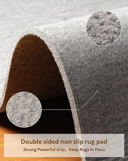 Resare Non Slip Rug Pad Gripper Extra Thick Dual Surface Felt Under Rug for Area Rugs and Hardwood Floors,Super Cushioned Non Skid Carpet Padding - 3x5 Feet 1/4" Double-Sided Non Slip