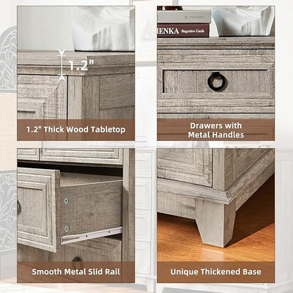 Farmhouse 5 Drawer Dresser for Bedroom, 33.2" Tall Small Dressers & Chest of Drawers, Rustic Wood Dresser with Metal Handle, Storage Organizer Closet for Living Room, Hallway, Entryway