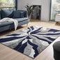 Modern Abstract Area Rug Hand Carved Contemporary Geometric Swirls Vibrant Colors Carpet for Living Room Bedroom Design PR1002 (Navy, 5' x 7')